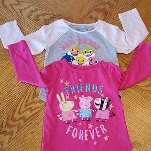 (2) 2T Toddler girl long sleeve shirts